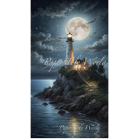 Lighthouse By Moonlight, 8.5" x 15"