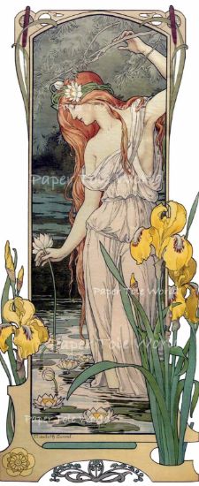 Picture of Lady & Yellow Iris - 6" x 15"