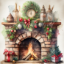 Picture of A Christmas Fireplace, 10" x 10"