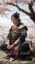 Picture of Japanese Warrior Meditating 7.6" X 13.6"
